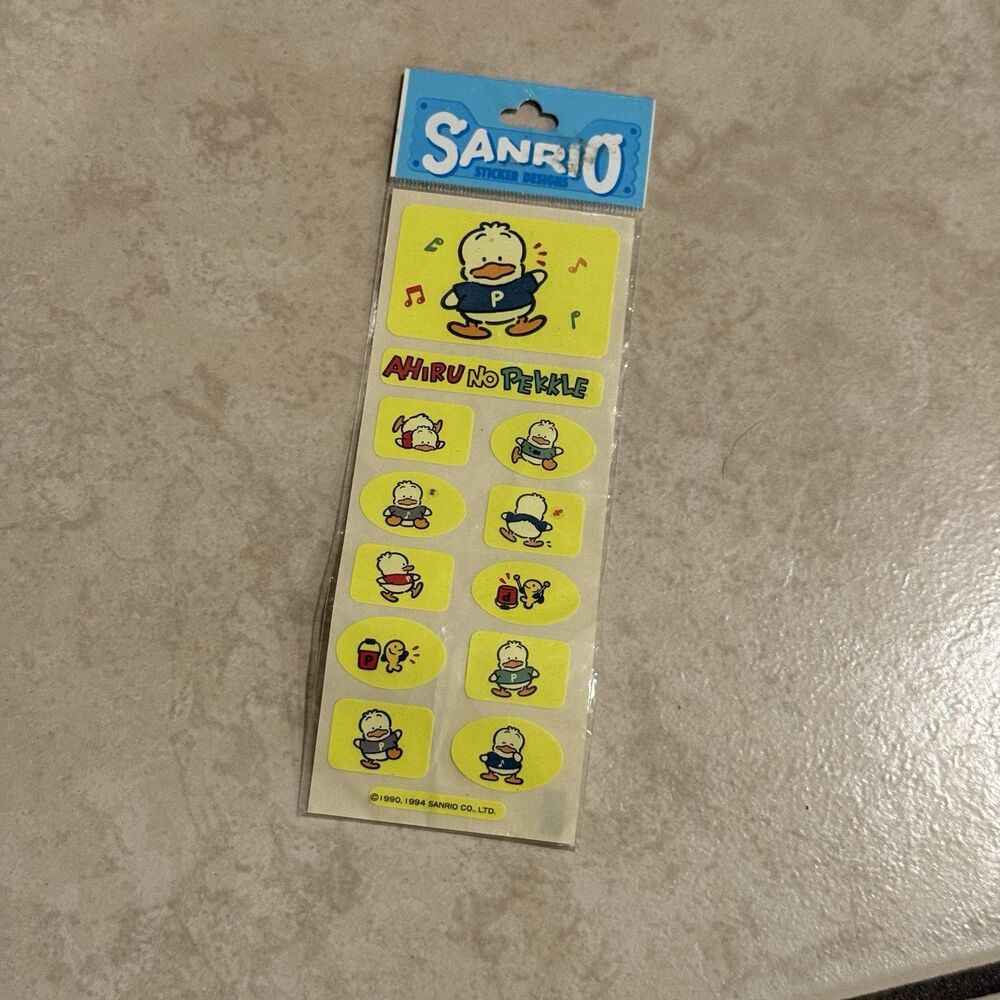 Sanrio 1994 Vintage Ahiru No Pekkle Stickers  New Sealed 1 Pack
